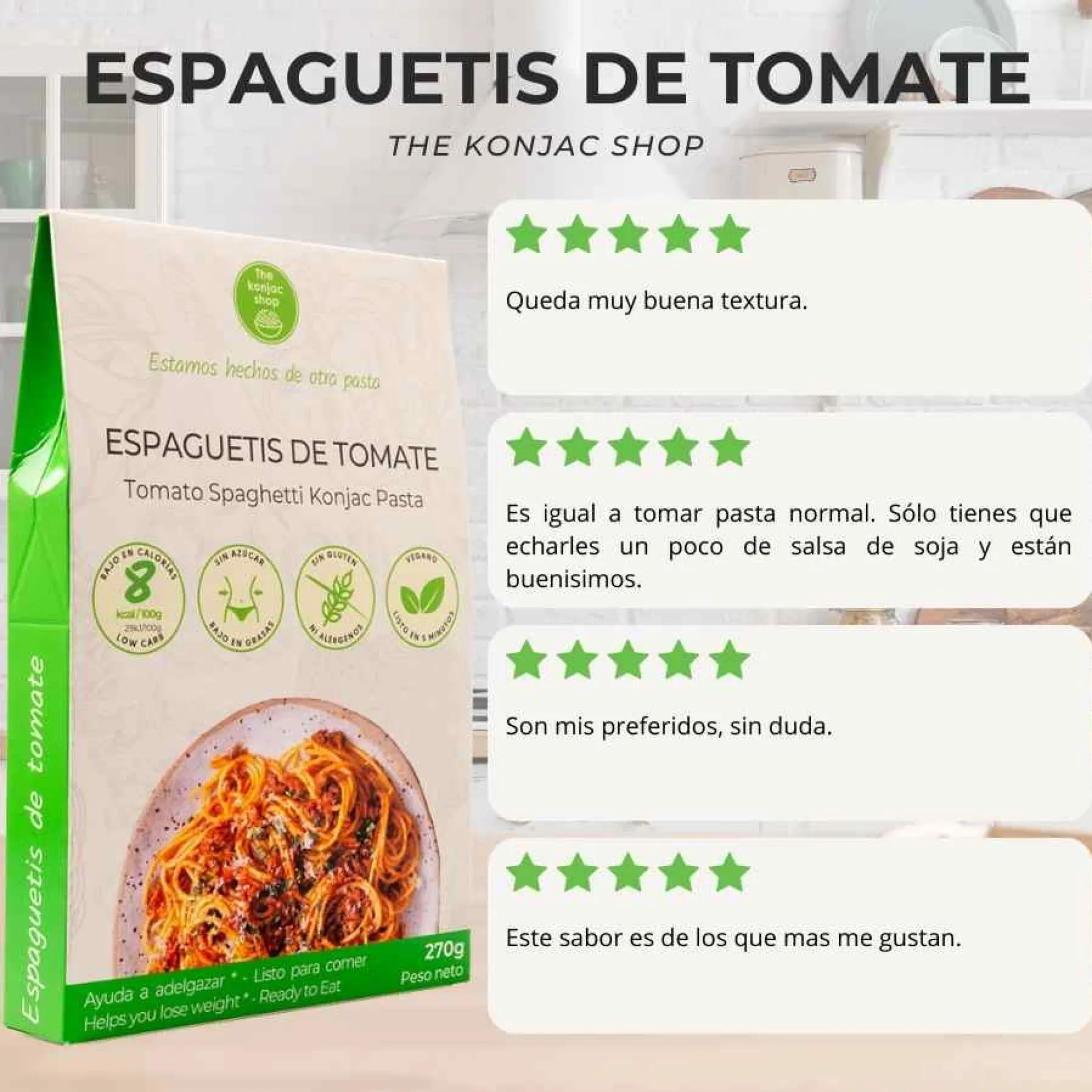 Espaguetis konjac tomate The Konjac Shop 270g