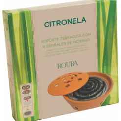 Espiral antimosquitos citronela con soporte terracota 6 ud Roura