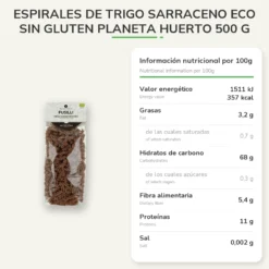 Espirales de trigo sarraceno ECO sin gluten Planeta Huerto 500 g
