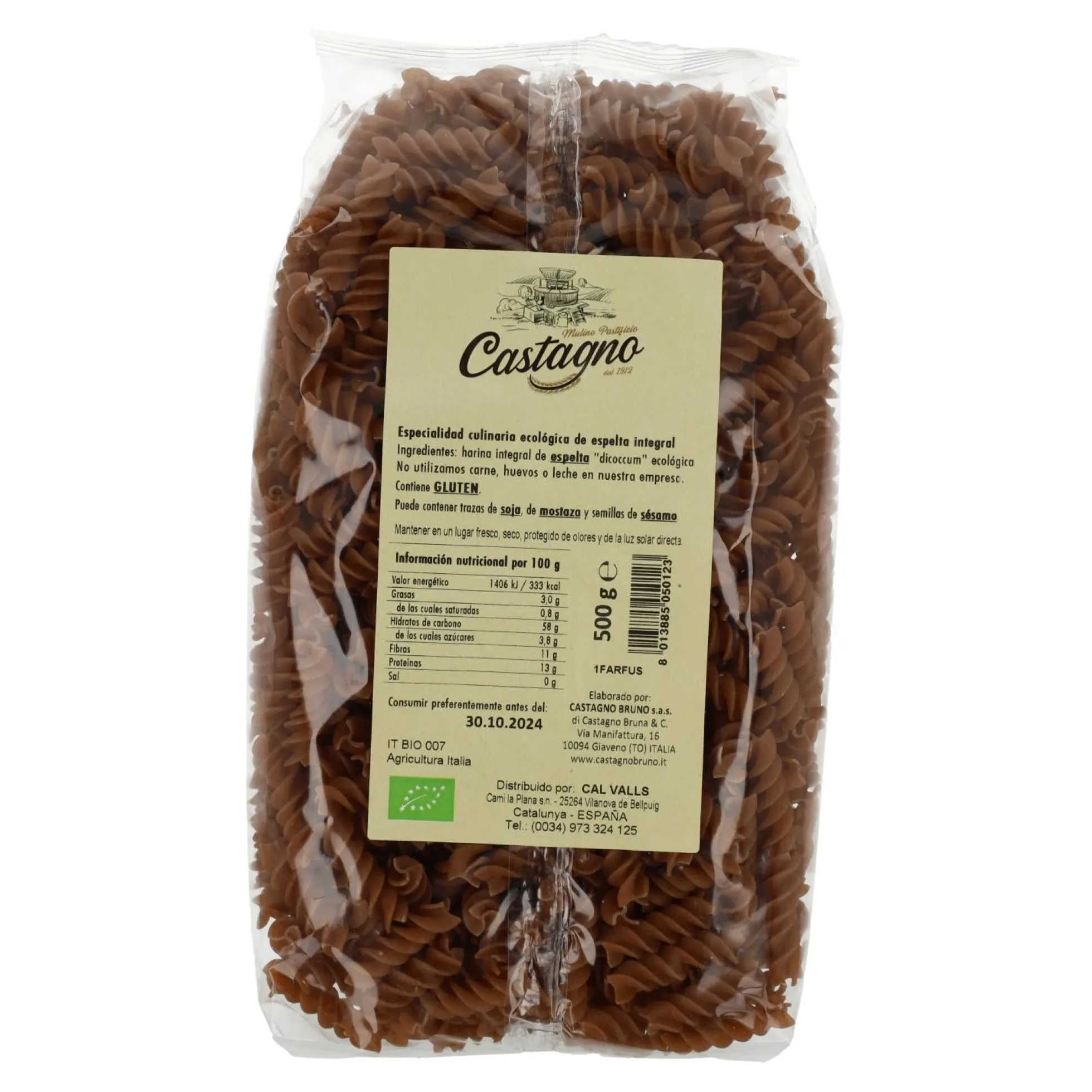 Espirales Espelta Integral DICOCCUM ECO Castagno 500 g