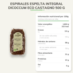 Espirales Espelta Integral DICOCCUM ECO Castagno 500 g