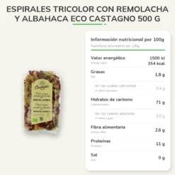 Espirales Tricolor con Remolacha y Albahaca ECO Castagno 500 g