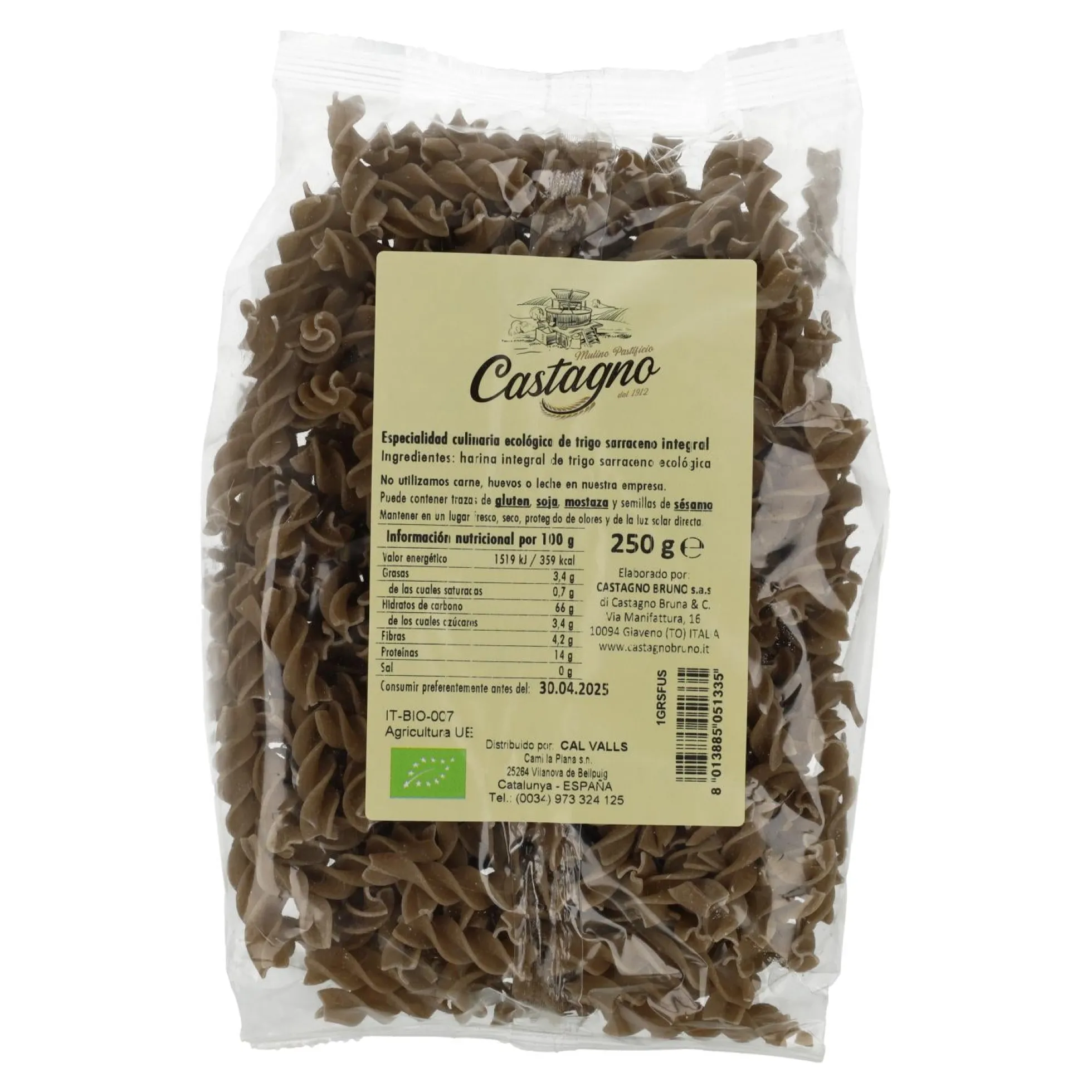 Espirales Trigo Sarraceno ECO Castagno 250 g