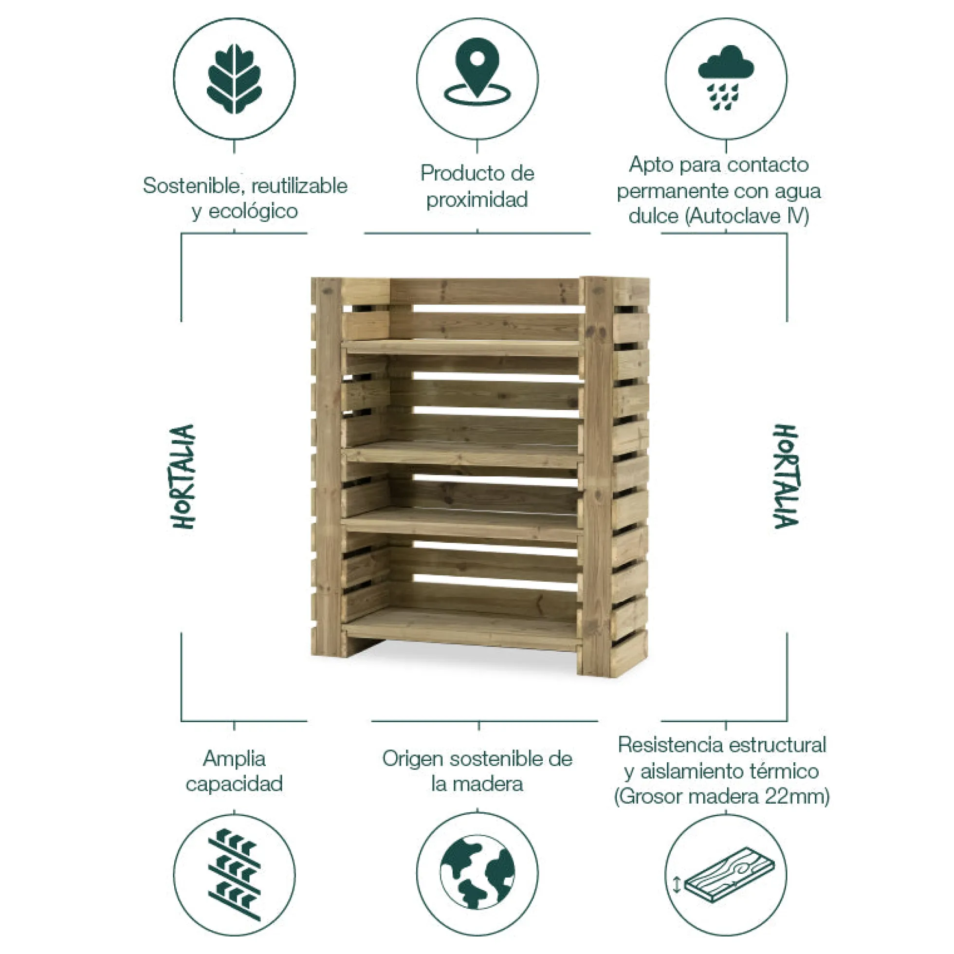 Estantería De Madera Para Plantas Augusta Hortalia