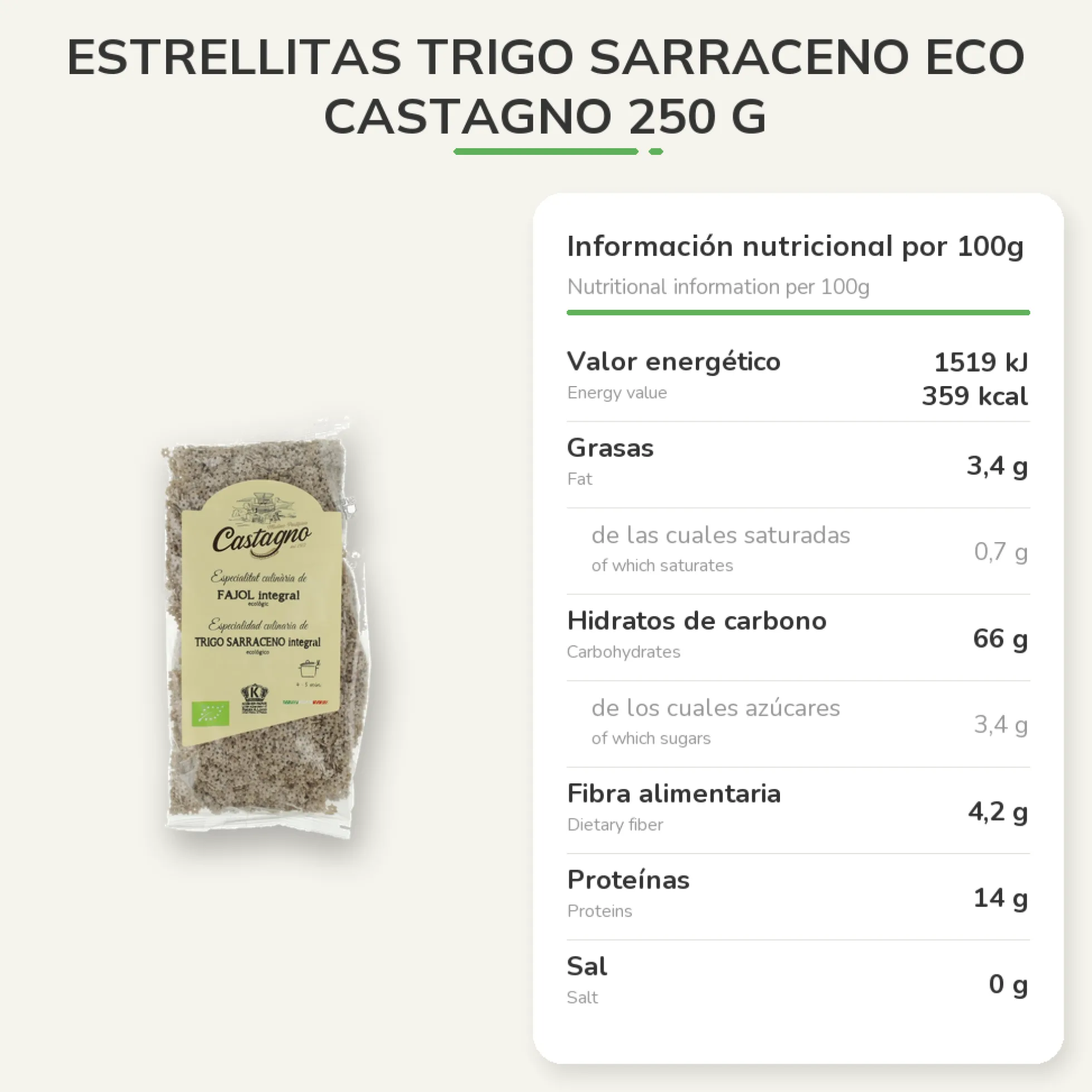 Estrellitas Trigo Sarraceno ECO Castagno 250 g
