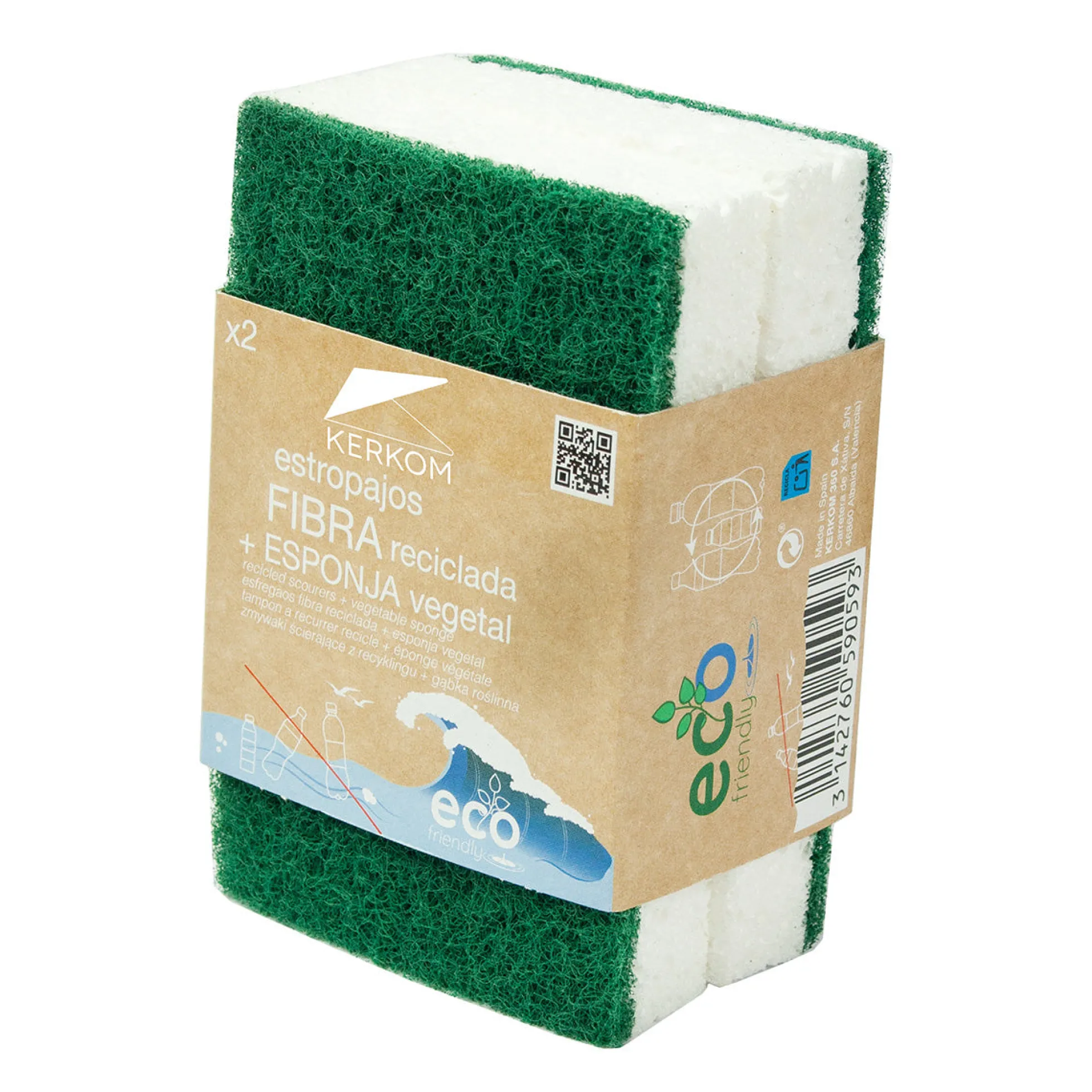 10 Estropajos con esponja vegetal Eco Friendly Kerkom (5 Packs de 2)