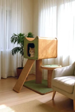 Estructura De Escalada Para Gatos Faro, Diseño Natural, De Corcho Y Superficie Antideslizante Althea Living 67x81x70cm