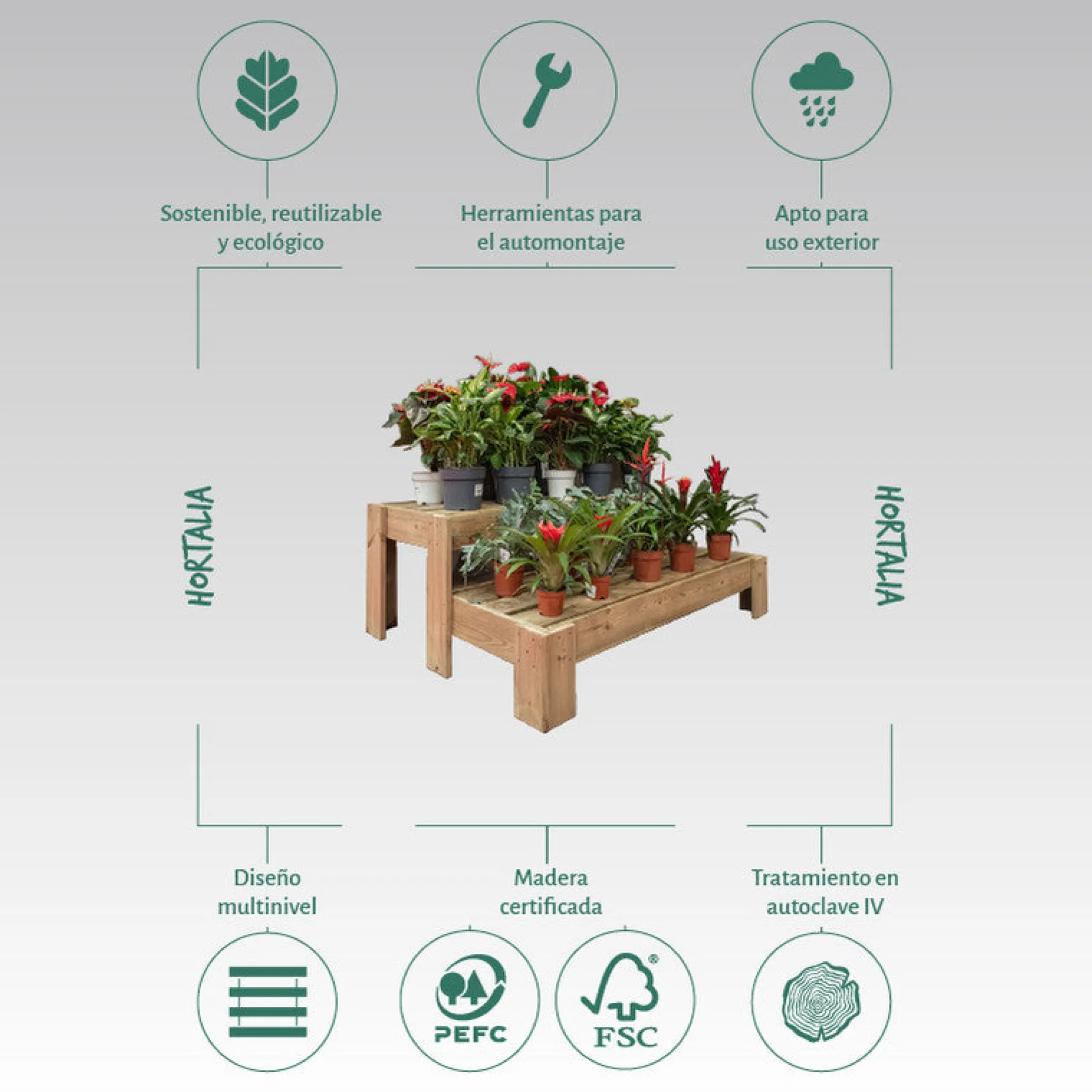 Expositor Escalera De Madera Podium Hortalia