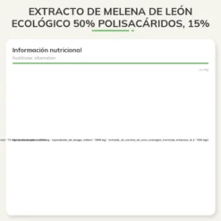 Extracto de melena de león ecológico 50% Polisacáridos, 15% Beta-Glucanos Zenement, 120 comprimidos Extracto de Melena de León Ecológico