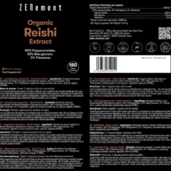Extracto de Reishi ecológico 12000 mgZenement, 180 comprimidos