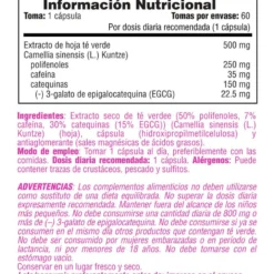 Extracto De Té Verde 500mg - 60 Cápsulas Vegetales - Diuréticos - Smart Supplements