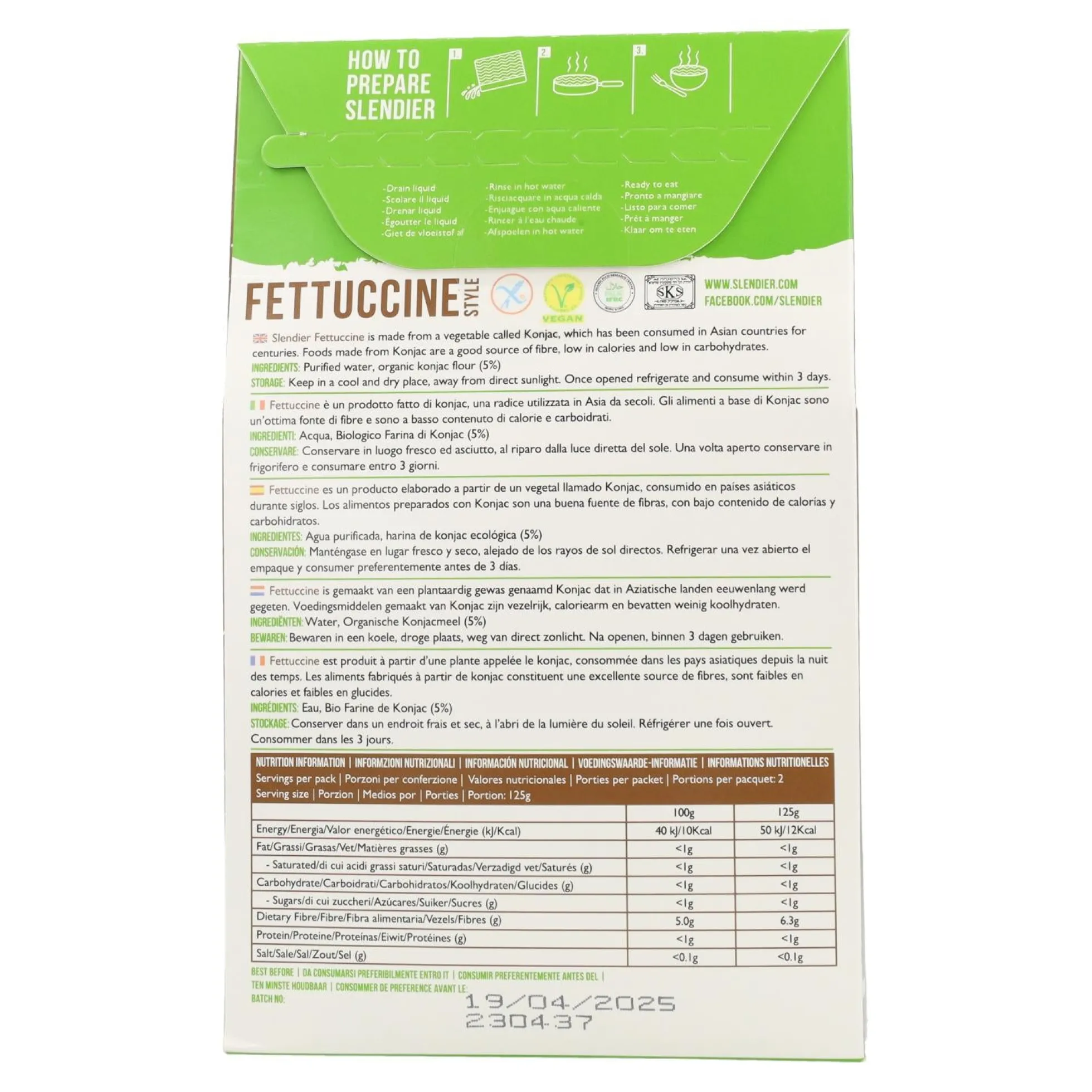 Fettuccini de Konjac bio Slendier 400 g