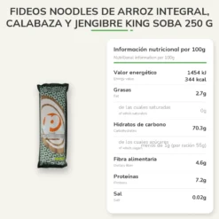 Fideos Noodles de Arroz integral, Calabaza y Jengibre King Soba 250 g