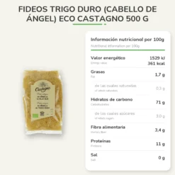Fideos Trigo Duro (cabello de ángel) ECO Castagno 500 g