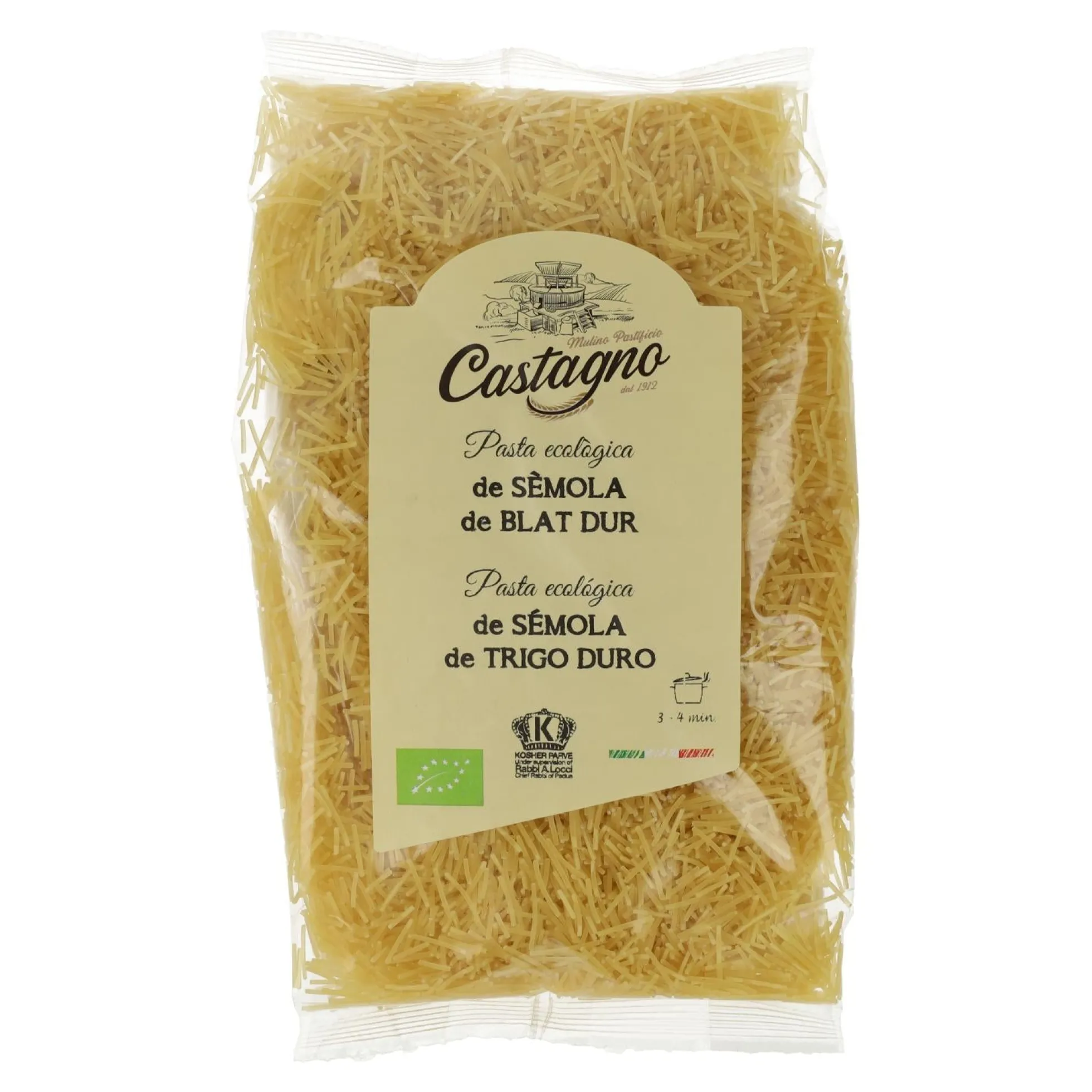 Fideos Trigo Duro (cabello de ángel) ECO Castagno 500 g