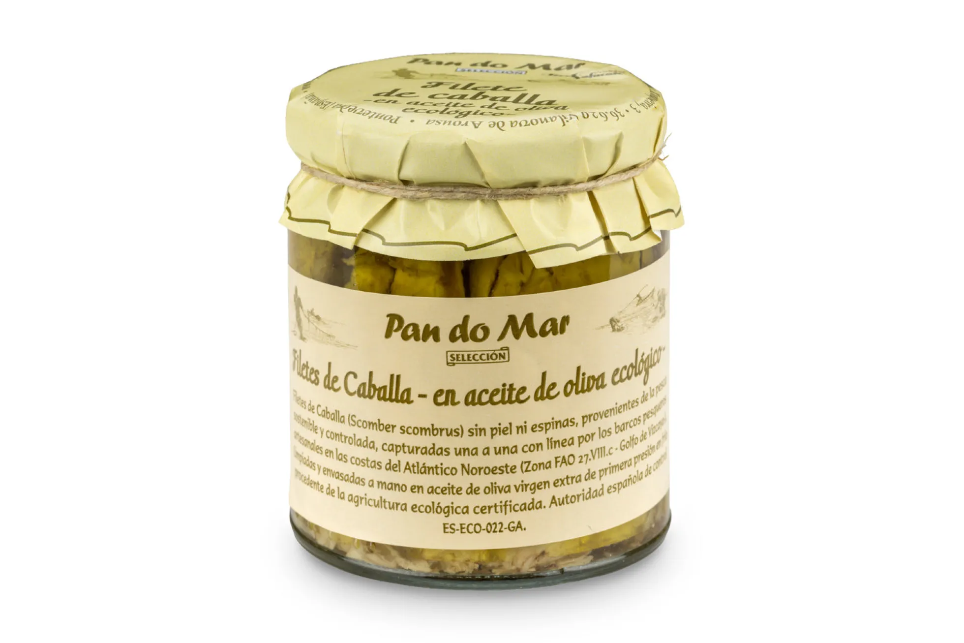 Filete de Caballa en aceite de oliva ecológico en Vidrio Pan do Mar 220g