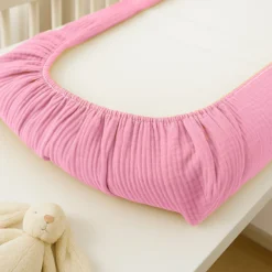 Funda De Colchón Para Cambiador En Algodón Bio Rosa