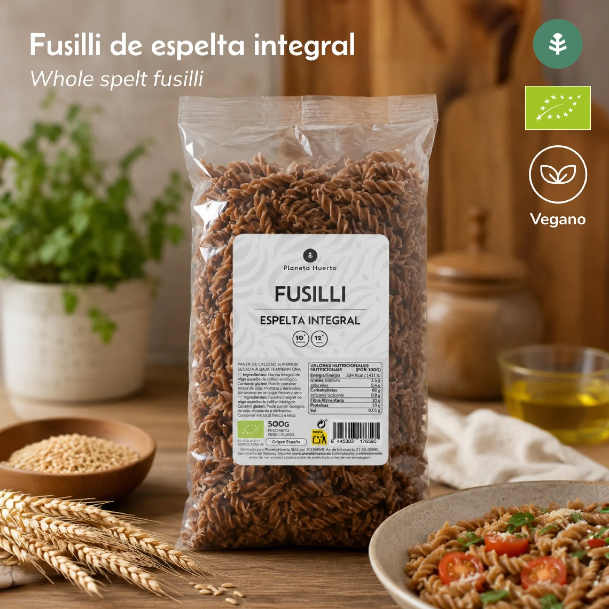 Fusilli de espelta integral ECO Planeta Huerto 500gr