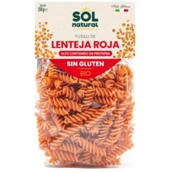 Fusilli de lenteja roja sin gluten bio Sol Natural 250 g