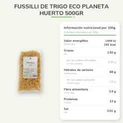 Fusilli de trigo ECO Planeta Huerto 500gr