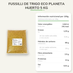 Fusilli de trigo ECO Planeta Huerto 5 Kg