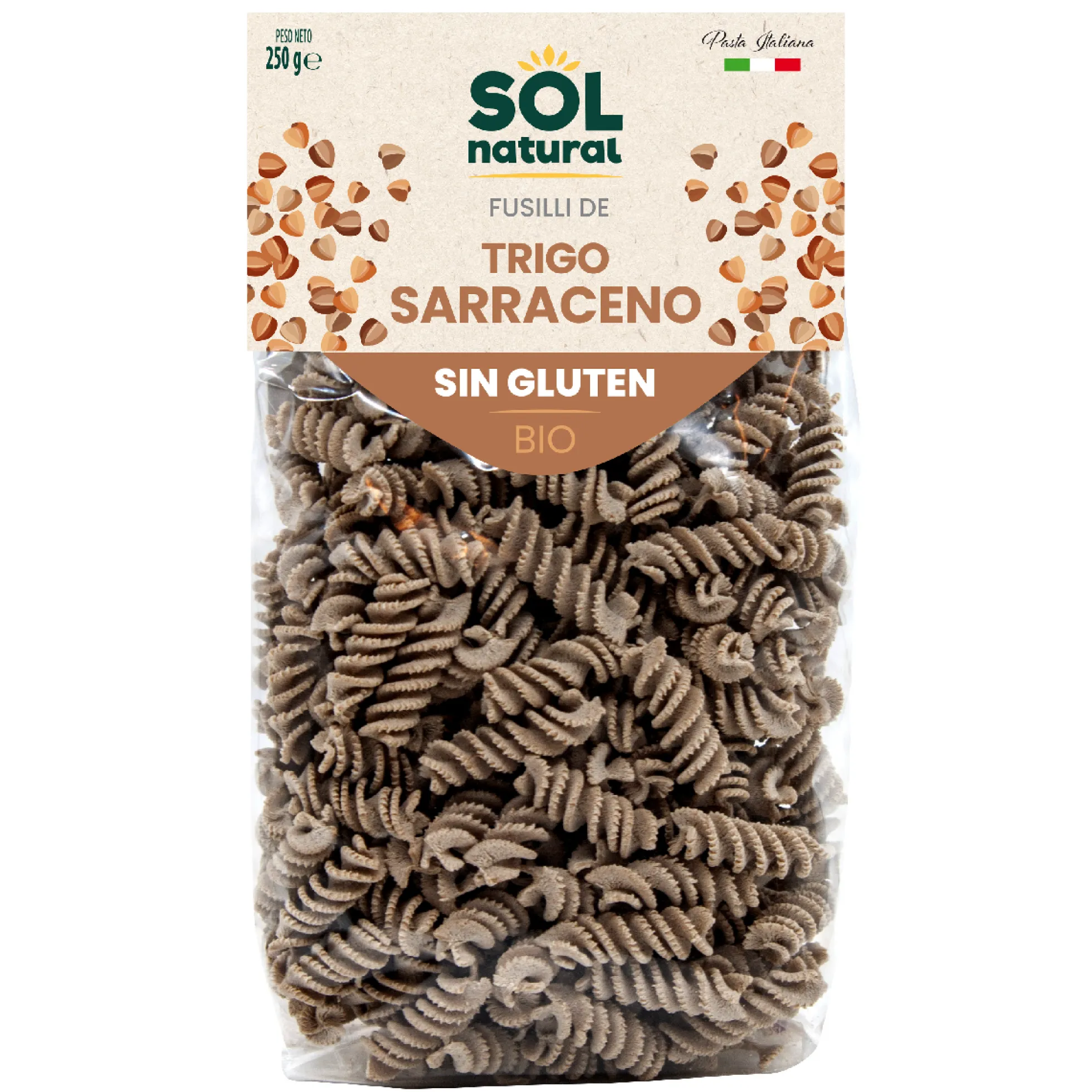 Fusilli de trigo sarraceno sin gluten bio Sol Natural 250 g