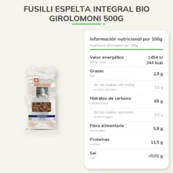 Fusilli espelta integral bio Girolomoni 500g