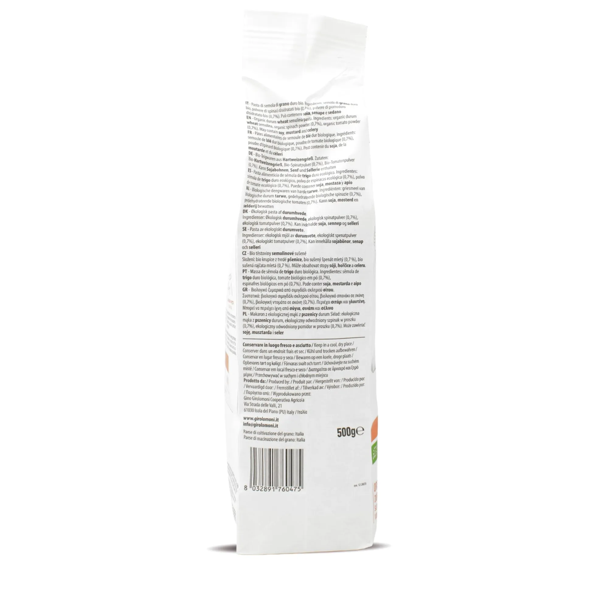 Fusilli tricolor de trigo bio Girolomoni 500g