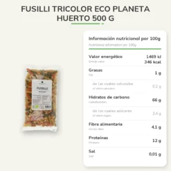 Fusilli tricolor ECO Planeta Huerto 500 g