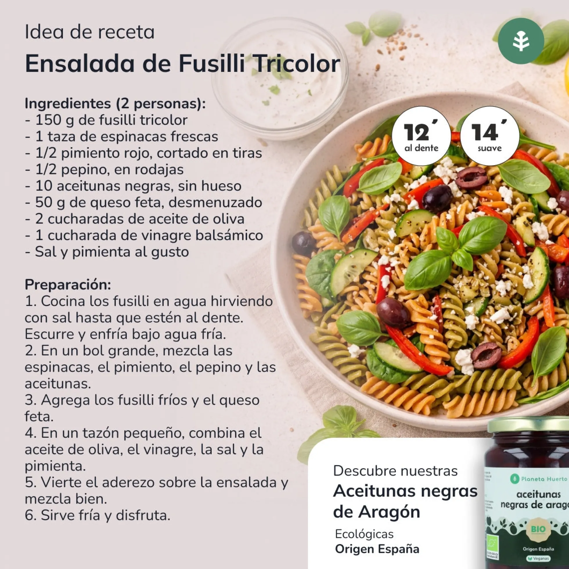 Fusilli tricolor ECO Planeta Huerto 500 g