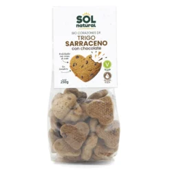 Galletas Corazones de trigo sarraceno con chips de chocolate bio Sol Natural 250 g