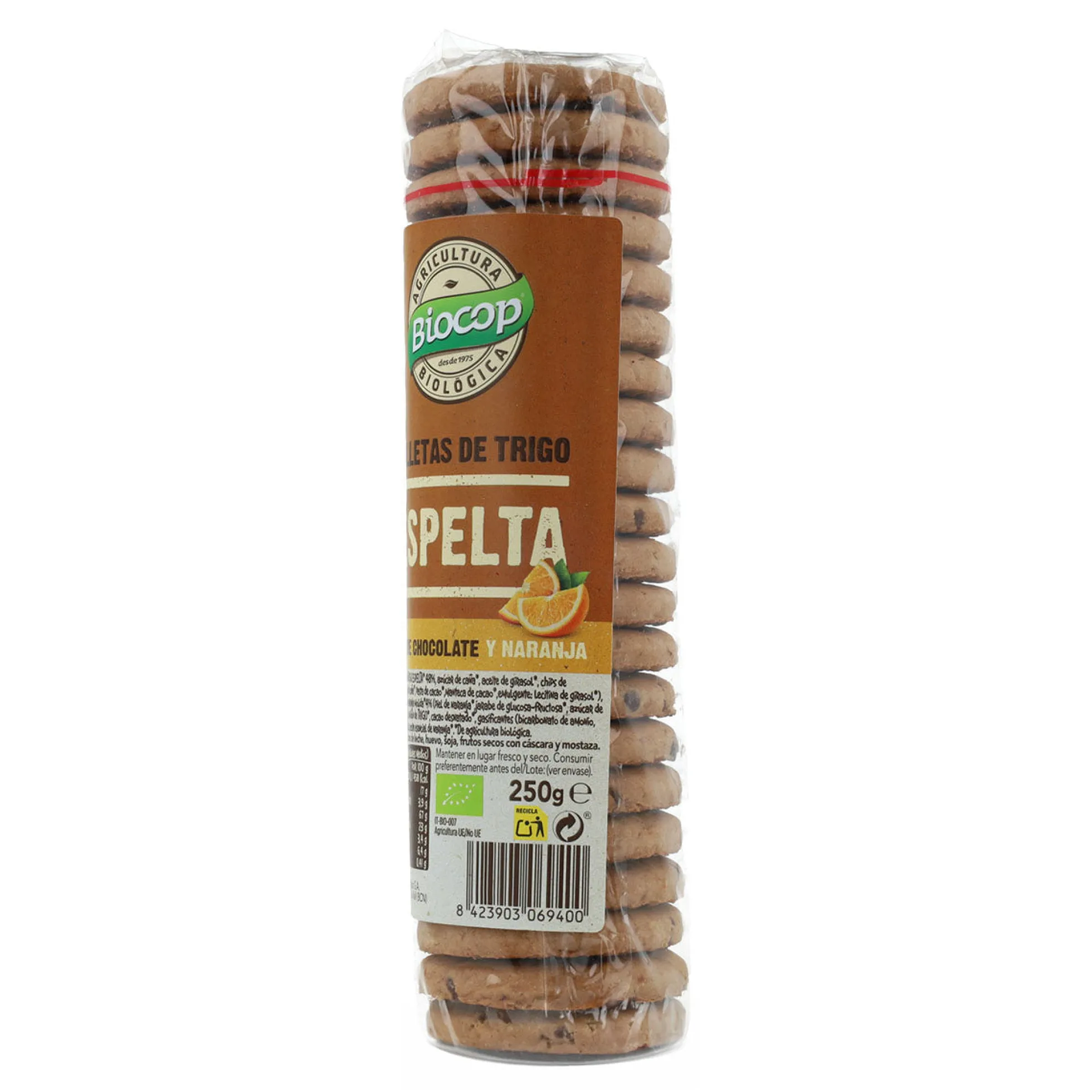 Galletas de Espelta con Chips de Chocolate y Naranja Bio Biocop 250 g