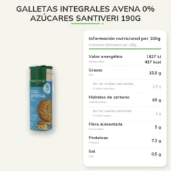 Galletas Integrales Avena 0% azúcares Santiveri 190g