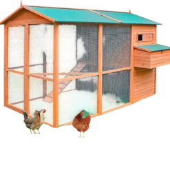 Gallinero Oslo Para 8-12 Gallinas - Gran Tamaño - Refugio Cubierto - Bandeja Extraíble - Incluye Perchas Y Ponedero