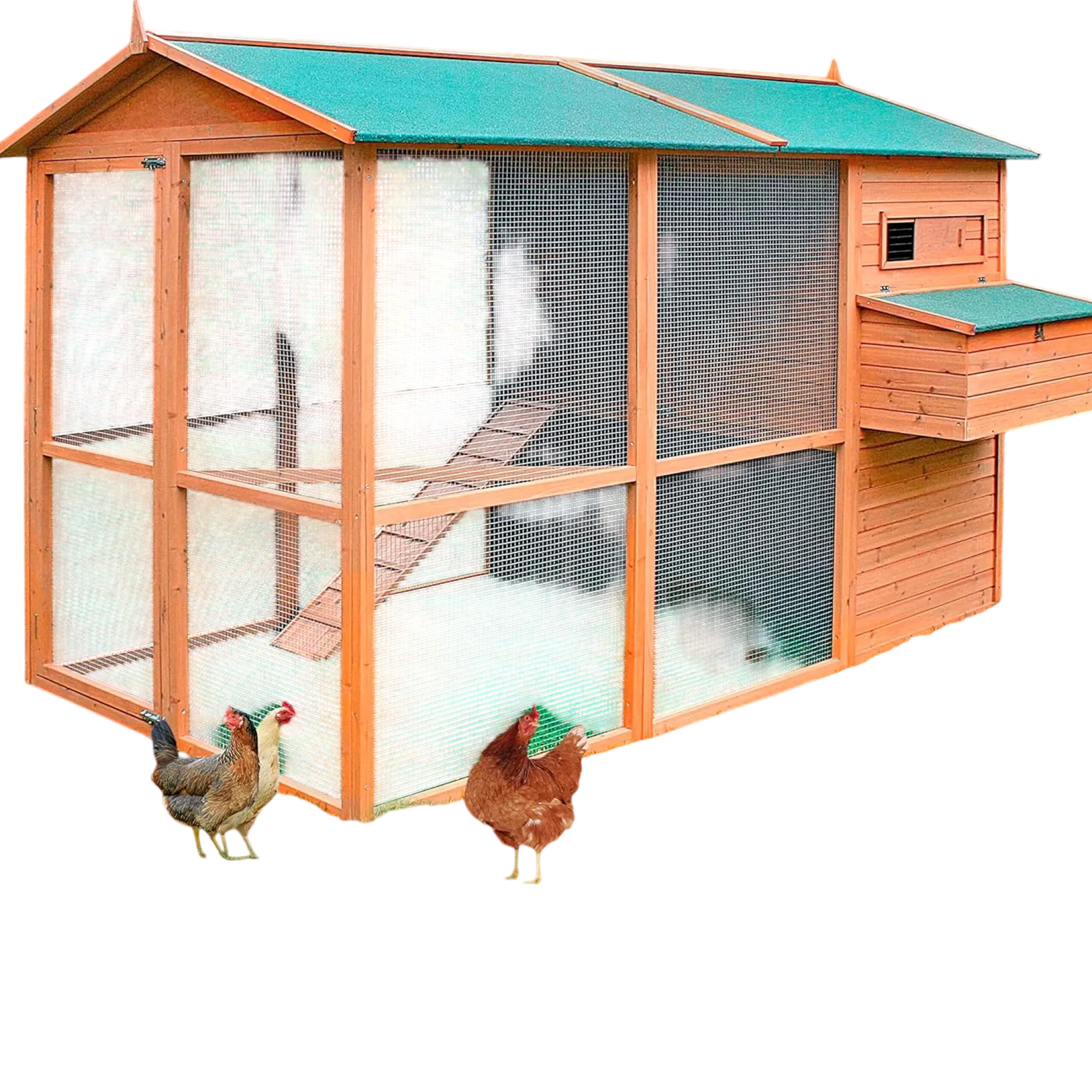 Gallinero Oslo Para 8-12 Gallinas - Gran Tamaño - Refugio Cubierto - Bandeja Extraíble - Incluye Perchas Y Ponedero
