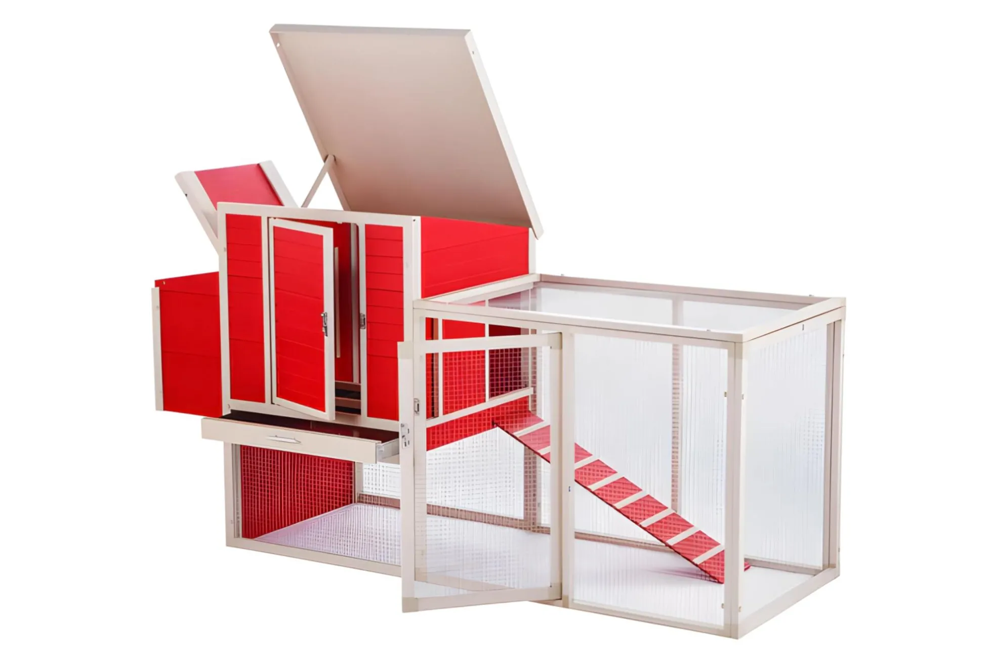 Gallinero Sonora Con Parque Para Exterior Capacidad 4-5 Aves - Ecoflex Material Sostenible Y Duradero. Fácil Montaje
