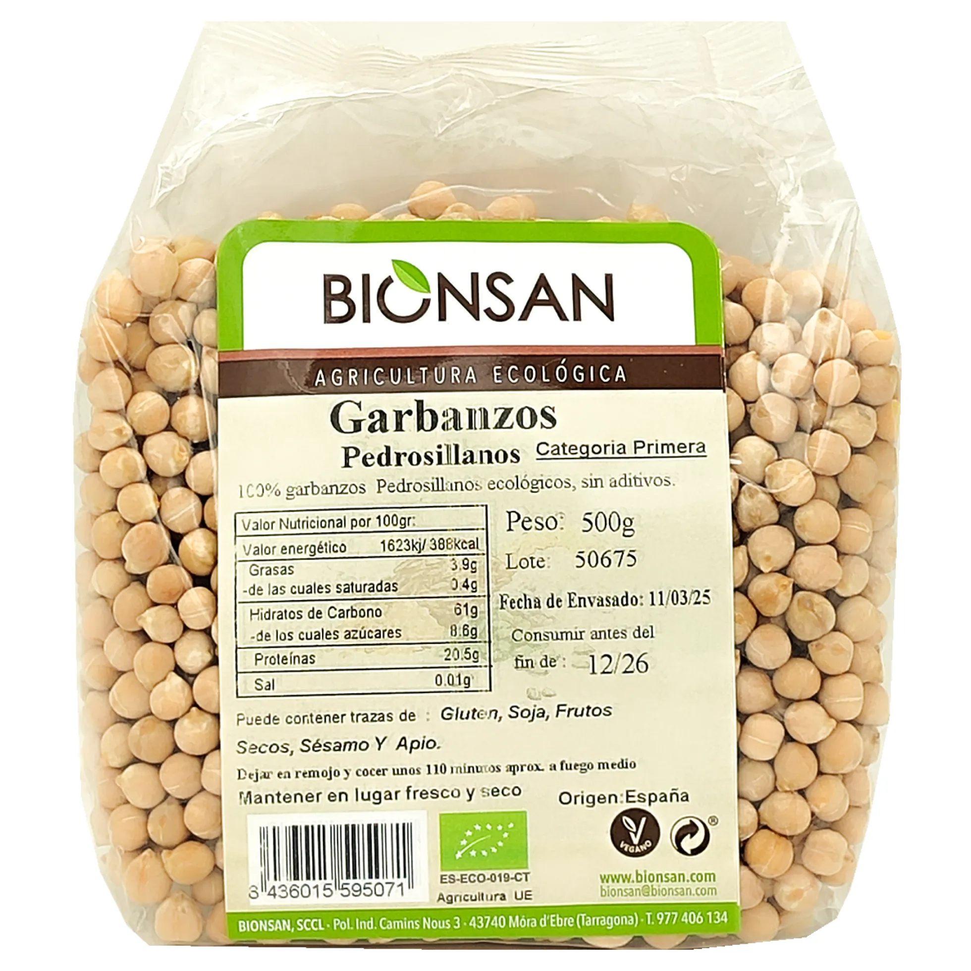 Garbanzos Pedrosillanos En Grano Ecológicos 500gr