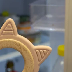 Gatito Mordedor De Madera Y Silicona