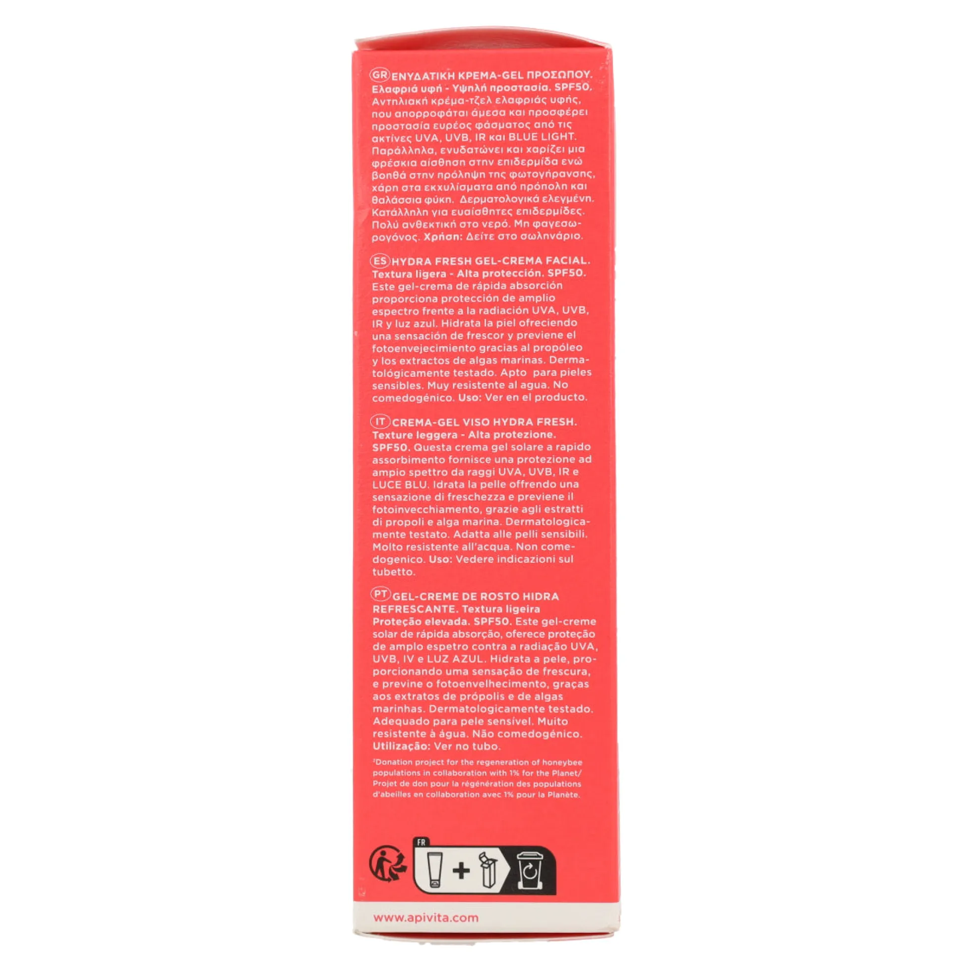 Gel Crema Solar Hydra Fresh SPF50 Apivita 50ml