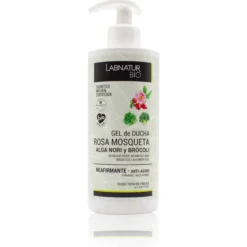 Gel de Ducha Rosa Mosqueta, Alga Nori y Brócoli Labnatur Bio 450 ml | Hidratante, Reafirmante y Antioxidante | Vegano
