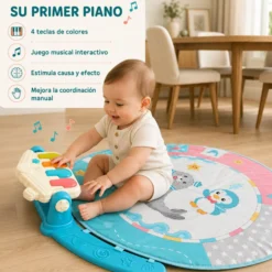 Gimnasio Bebé Con Piano Musical, Manta De Actividades Infantil,estimulación Temprana, Piano Para Pies Bathby