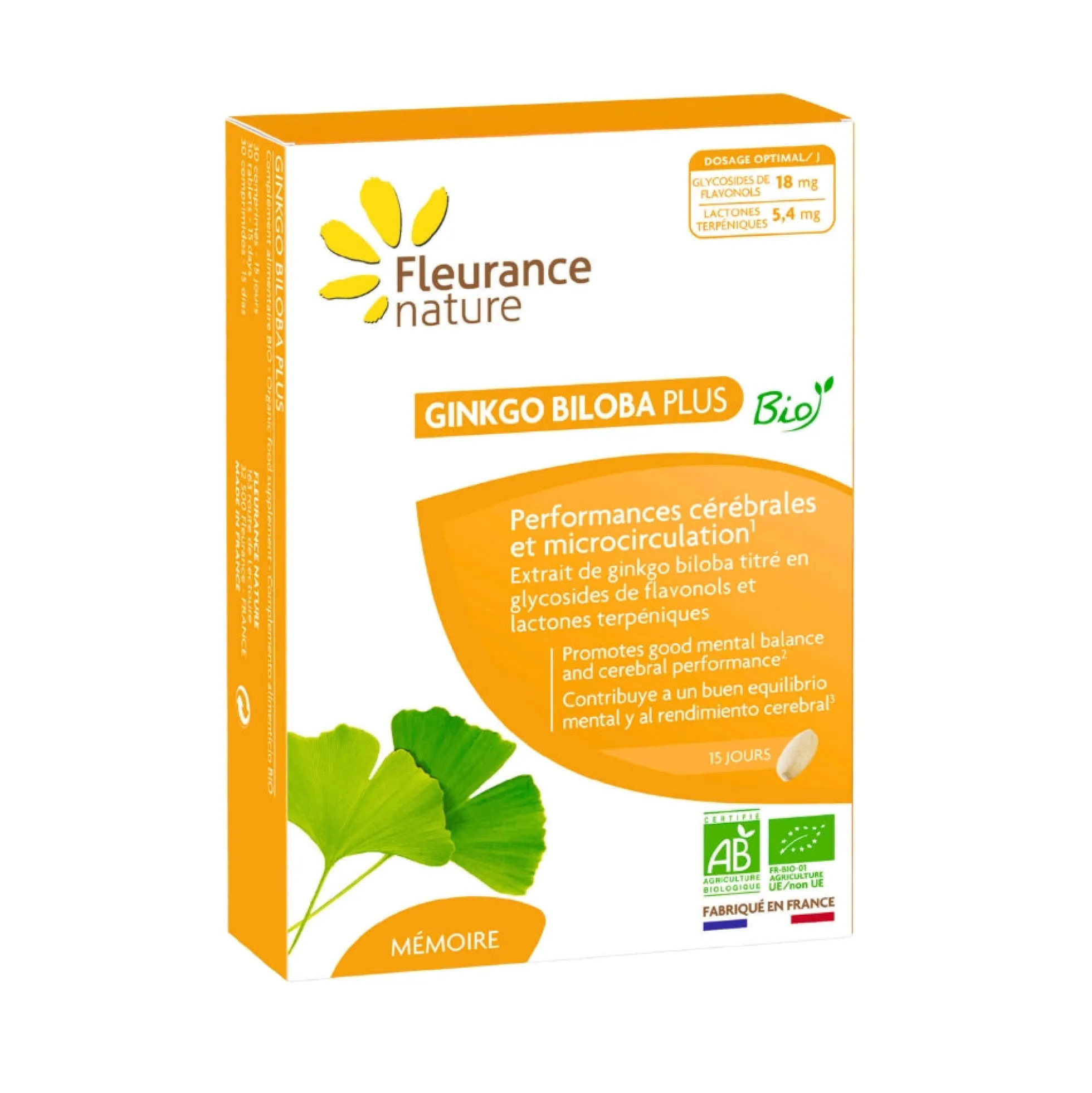 Ginkgo Biloba Plus Eco Fleurance Nature 30 Comprimidos