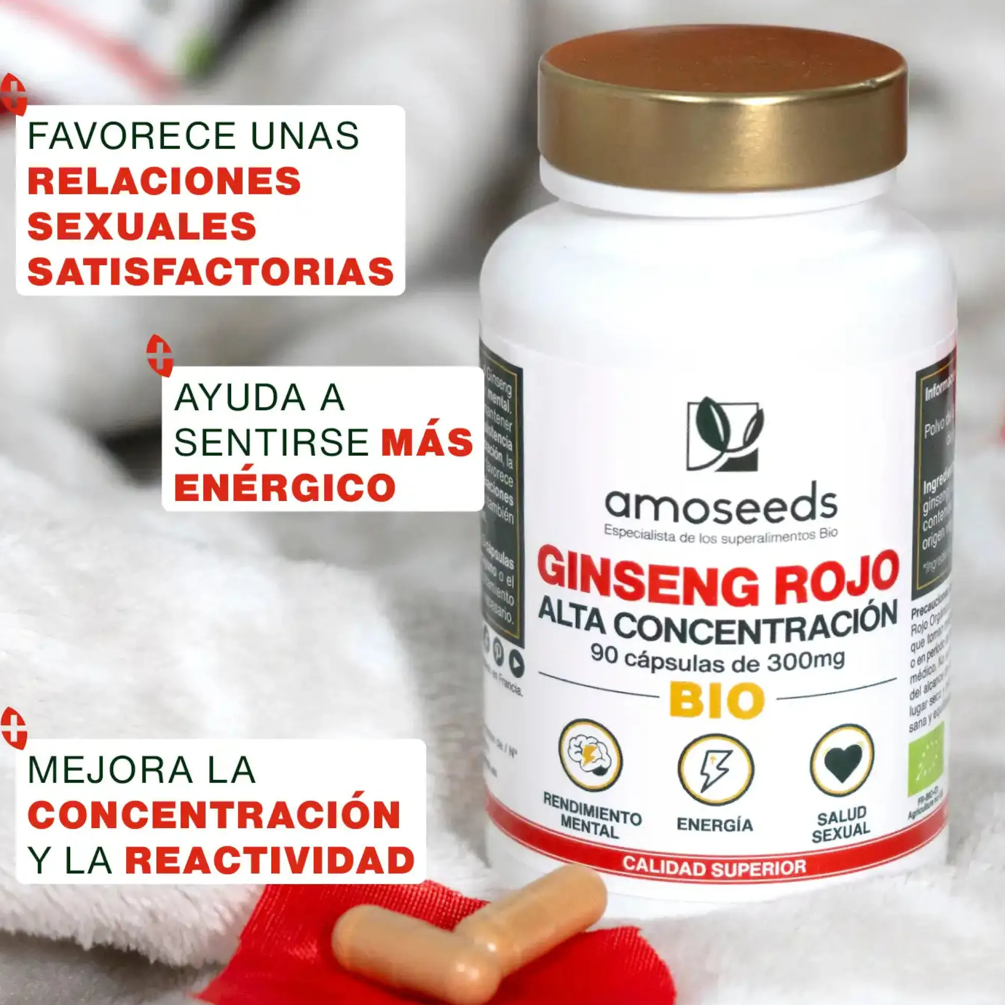 Ginseng Rojo Bio, Alta Concentración | 60 Cápsulas