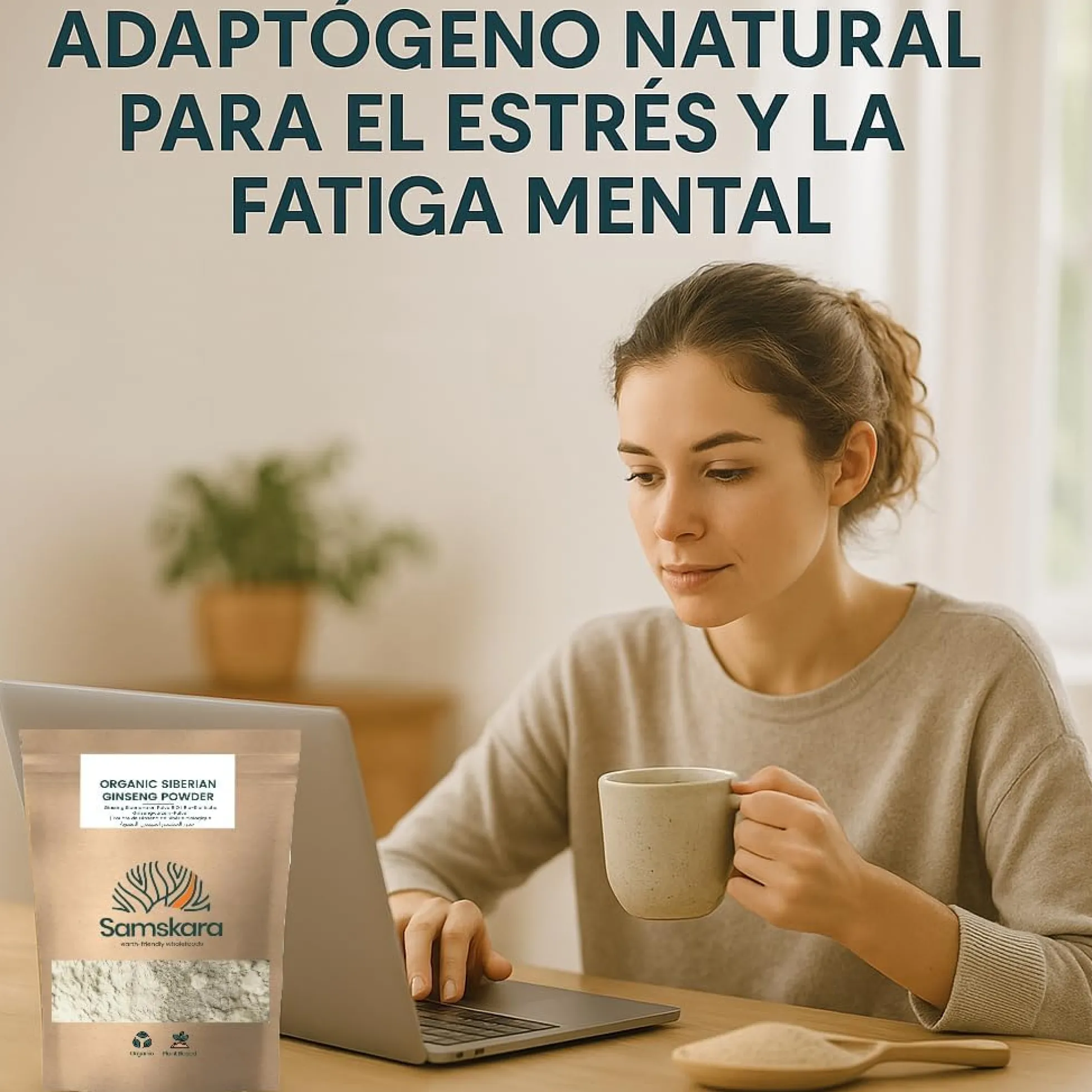 Ginseng Siberiano En Polvo Bio - 100g | Superalimento Ecológico Vegano Para Batidos, Smoothies Y Zumos
