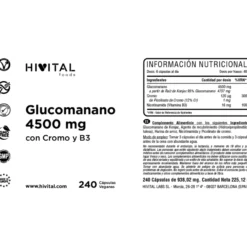 Glucomanano 4500 mg Hivital 240 cápsulas veganas