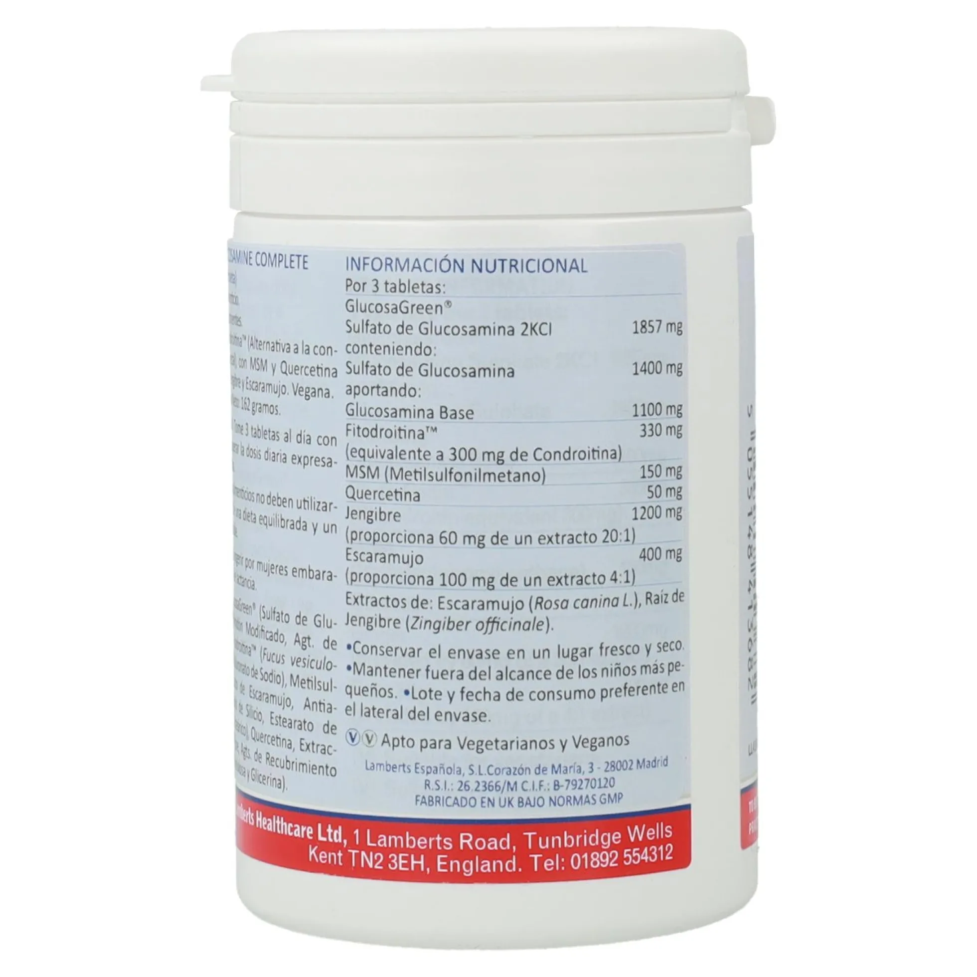 Glucosamina, Condroitina, MSM, Jengibre Lamberts, 120 tabletas