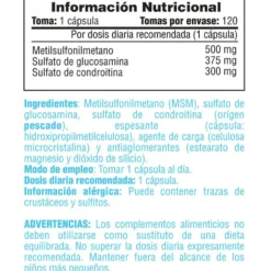 Glucosamina, Condroitina Y Msm - 120 Cápsulas Vegetales - Glucosamina - Smart Supplements