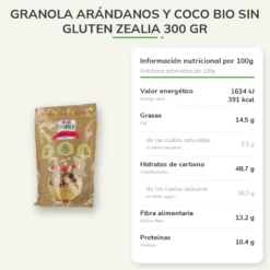 Granola arándanos y coco BIO Sin Gluten Zealia 300 gr