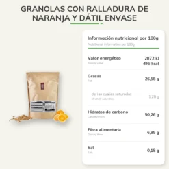 Granolas con ralladura de naranja y dátil envase Realfooding 1,5 Kg