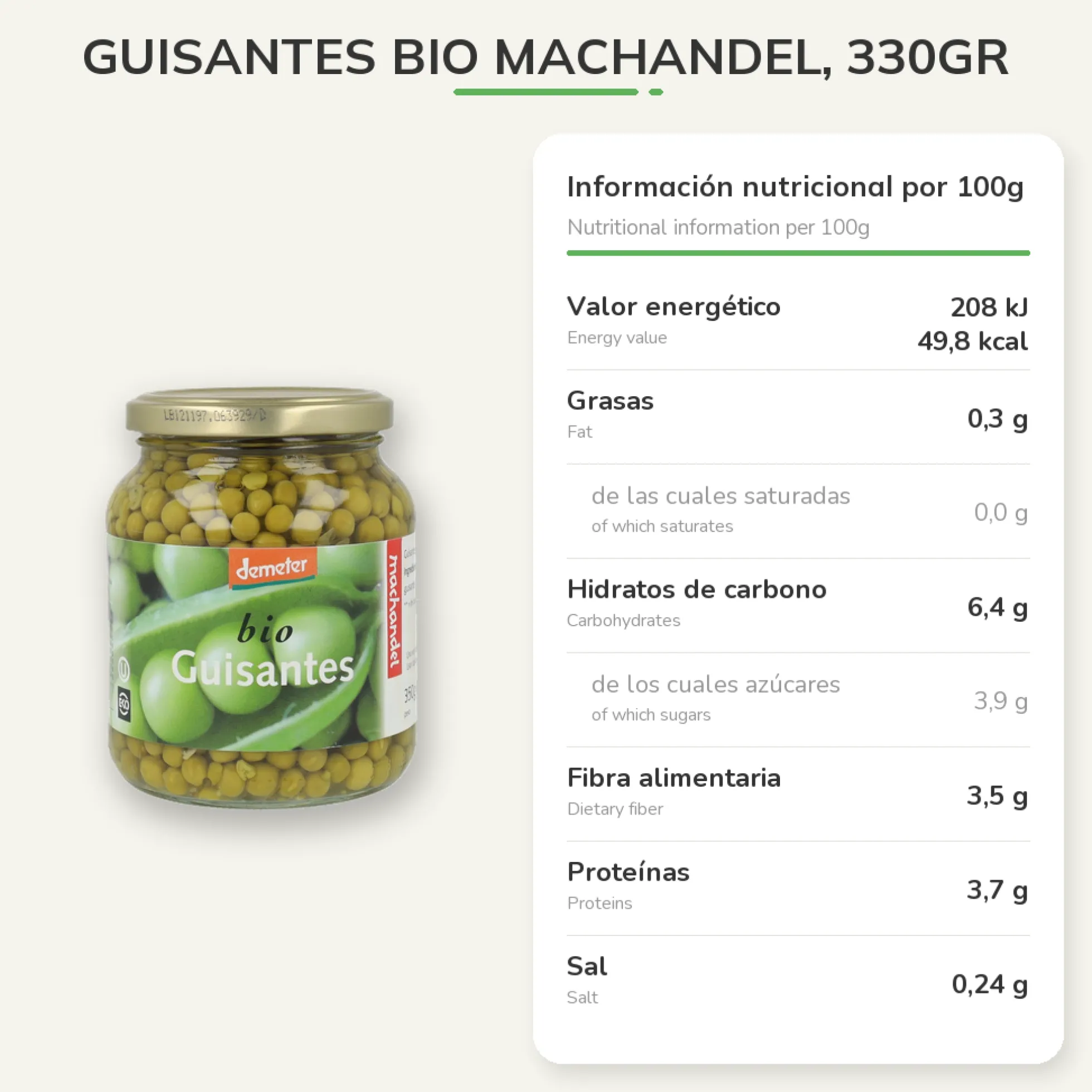 Guisantes bio Machandel, 330gr